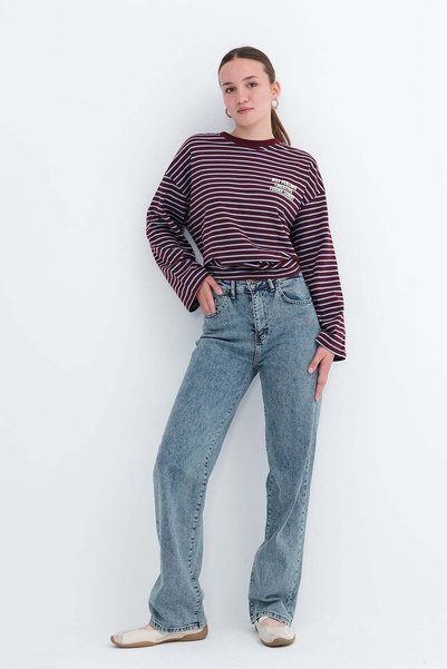 Wide Leg Jean Pants Pn1070