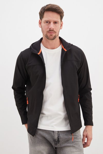 Zippered Hooded Softshell Jacket
