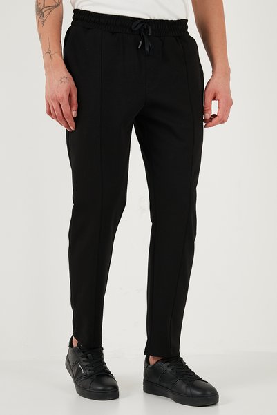 Cotton Regular Fit Normal Waist Tapered Leg Stitched Trousers Men's TROUSERS 5908088