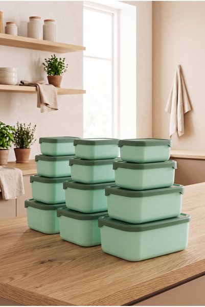 12-piece Rectangular Storage Container Set (0.43ml-0.83ml-1.6L-2.6L) Microwave and Freezer Compatible