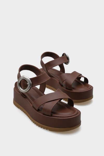 Dolly Cross Strap Comfort Buckle Wedge Heeled Women's Sandals