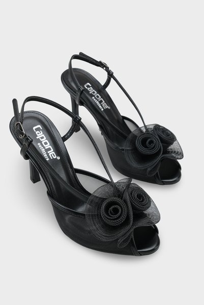 Reina Mesh Round Toe Bow High Heeled Strappy Women's Shoes