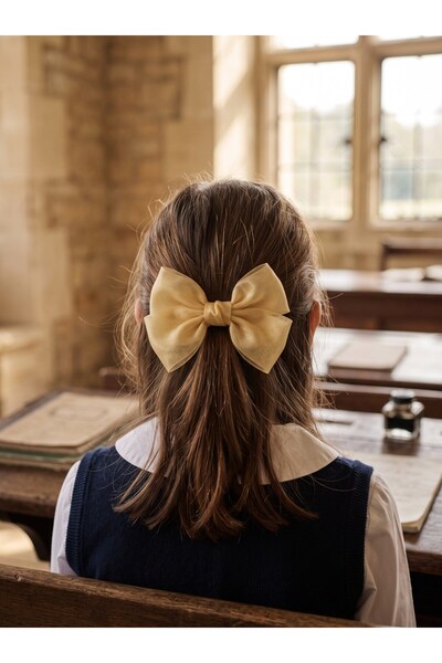 Glittery Tulle Bow Automatic Buckle Yellow