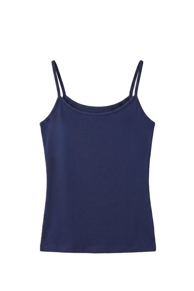 Navy Blue Polyamide Strap Tank Top