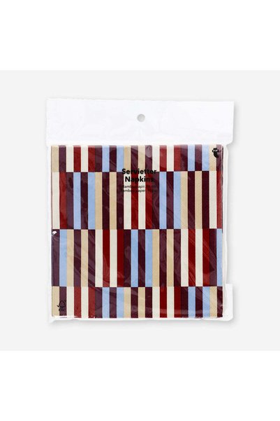 Burgundy Blue Striped 16-Piece Paper Napkins