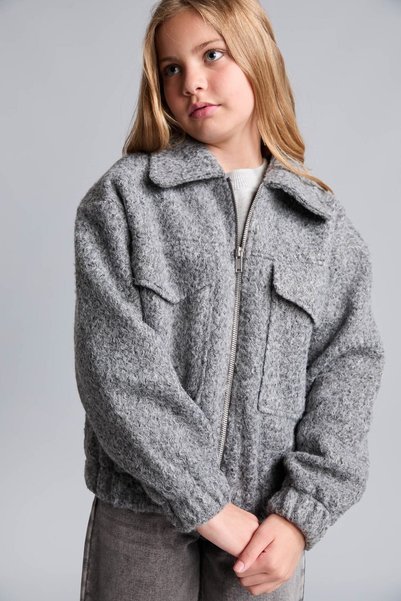 Polo Collar Zippered Pocket Cashmere Wrinkle-Resistant Coat for Girls H3100A826Au