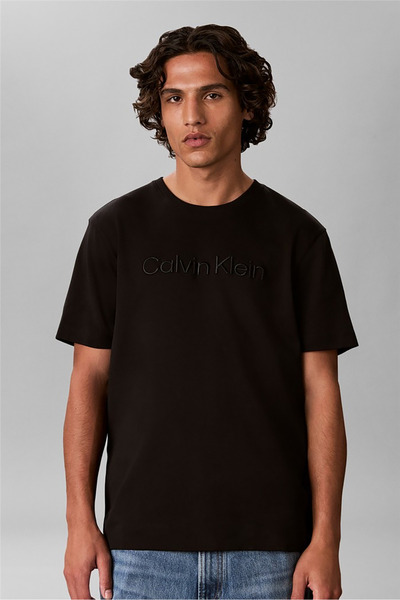 Ss Slk interlock Emb Stnd Logo G Erkek Bisiklet Yaka T-Shirt Siyah