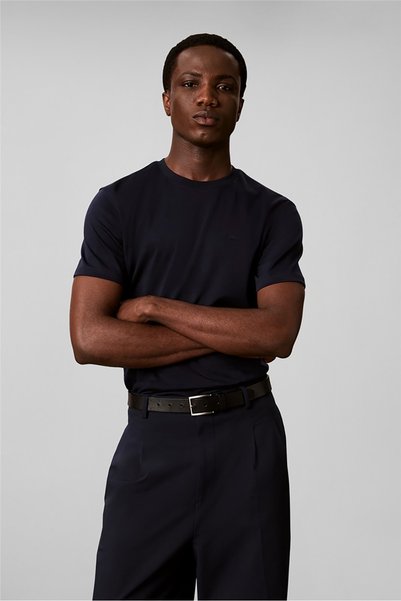 Ss Slim Supima Logo Patch Tee Men's Crew Neck T-Shirt Navy Blue