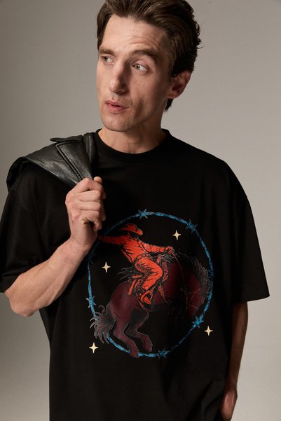 Hosan men's printed black t-shirt