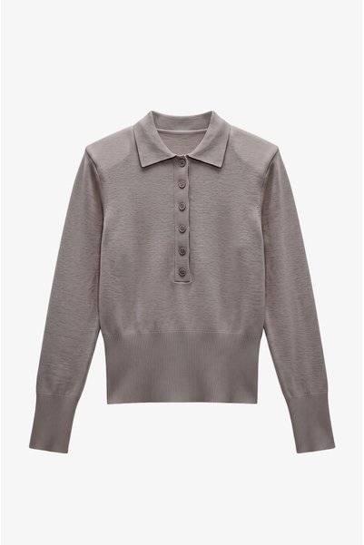 Mink Vora Polo Collar Padded Sweater