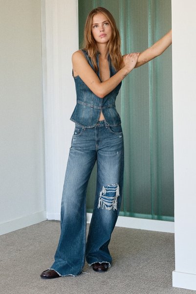Baggy Jeans with Ripped Details