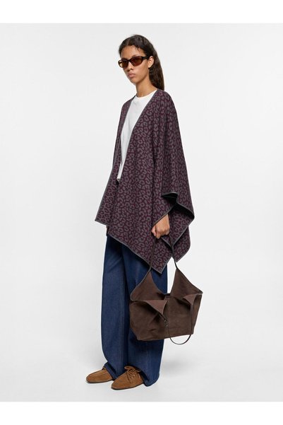Women's Animal Patterned Knitted Poncho