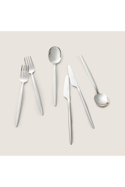 Belina 18 Piece Dessert Fork Spoon Knife Set Semi Matte Silver