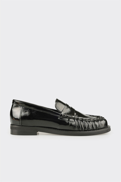 Black Leather Women's Casual Shoes