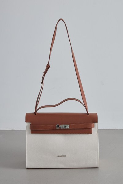 LEATHER DETAILED CANVAS BAG NATURAL