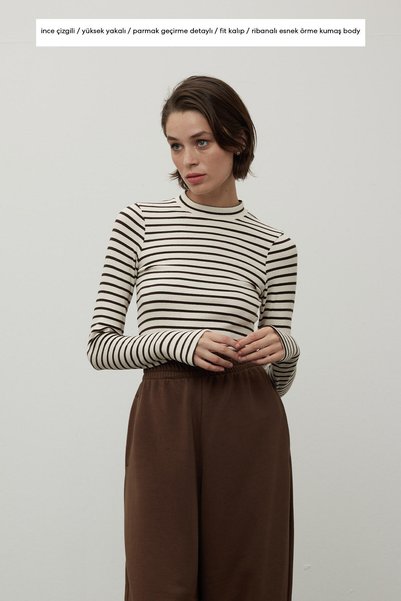 FINGER SLIP STRIPED BODY BROWN