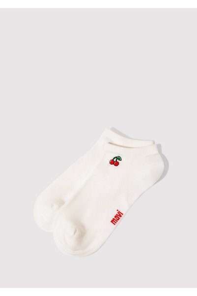 Cherry Embroidered Ecru Ballet Flats Socks 1913155-620