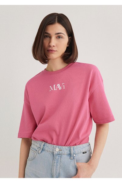 Logo Printed Pink T-Shirt Loose Fit / Relaxed Fit 1611593-84680