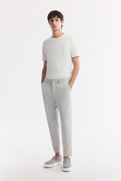 Men's Light Gray Classic Waist Cotton Jersey Carrot Fit Pants A51Y3013