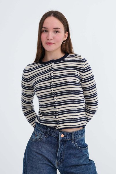 Striped Knitwear Cardigan H3570