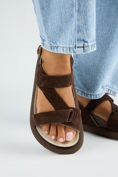 Azelya 2 Women's Genuine Leather Buckle-Strap Brown Sandals