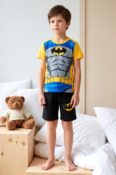 Boy's Short Sleeve Shorts Combed Cotton Pajama Set 3986 Yellow01