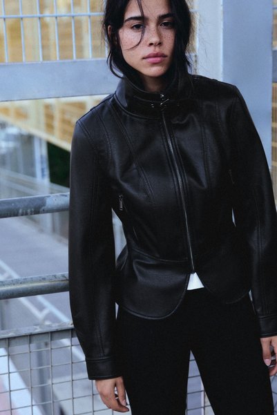 Faux Leather Peplum Jacket
