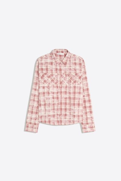 Patchwork Checkered Long-Sleeved Shirt