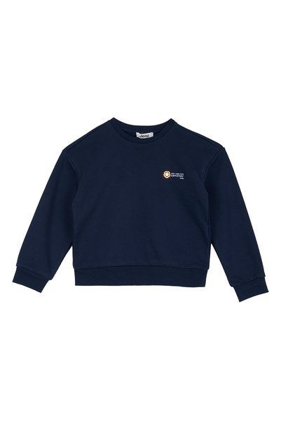 Navy Blue Girls' Printed Sweatshirt J6Wg-Swt7515