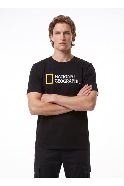 N6Wm-Tst4324 Black Crew Neck Relaxed Straight Men's T-Shirt