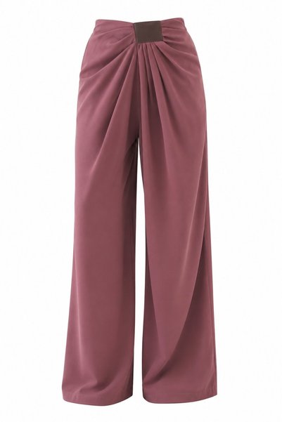 Dusty Rose Pleated Draped Premium Trousers - 261061