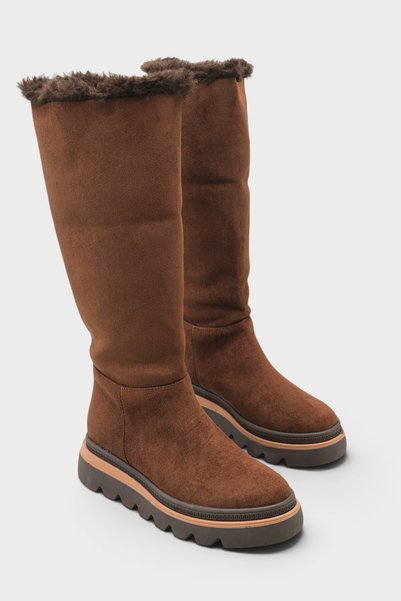 Tracy Suede Look Faux Fur Round Toe Women's Boots