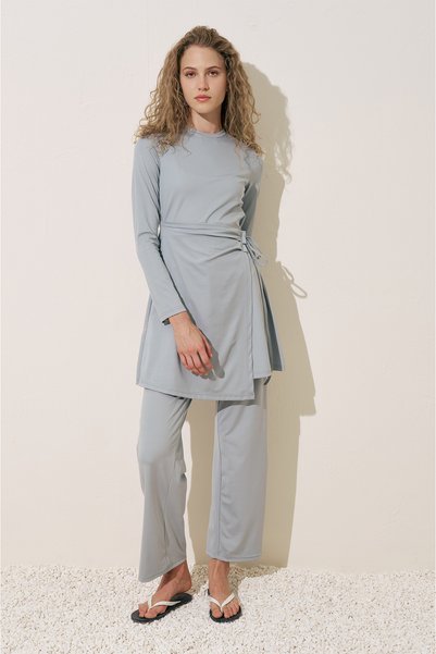Wide Long Leg Swimsuit Pants Blue