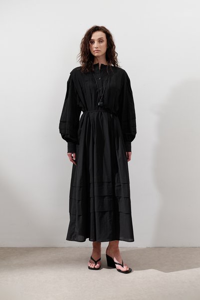 Ribbed Wide Dress Black