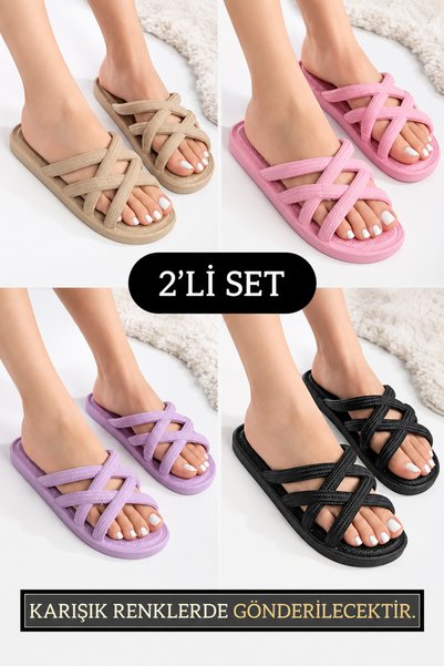 2-Piece Women's Non-Slip Street Beach Summer Casual Slippers