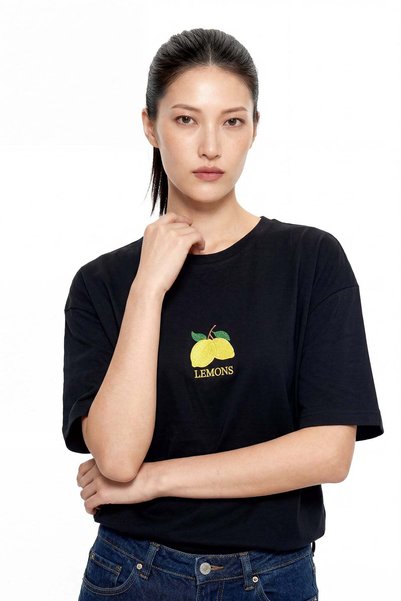 Printed Simit Collar T-Shirt