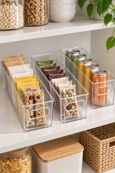 3-Piece Slim Transparent Refrigerator and Cabinet Organizer - Unbreakable Ultra-Sturdy Organizer Box