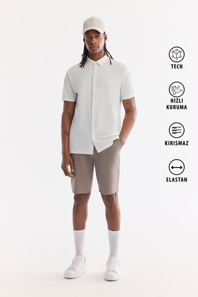 Men's Mink Side Elasticated Anti-Wrinkle Quick-Drying Technical Fabric Relaxed Fit Shorts A61Y3712