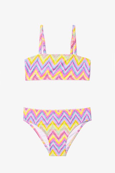 Girl's Zigzag Bandeau Bikini Set