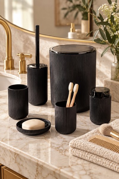 Black Pro 5 Piece Bathroom Set