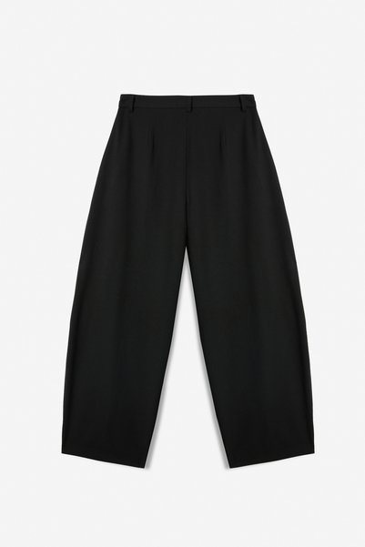 Alessenia Women's Soft Textured Woven Fabric Balloon Leg Black Trousers