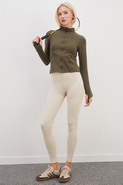 Diver Fabric High Waist Leggings with Side Draping