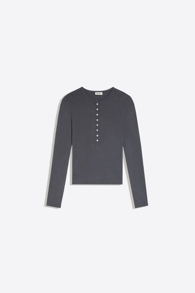 Long-Sleeved Button-Down Collar T-Shirt