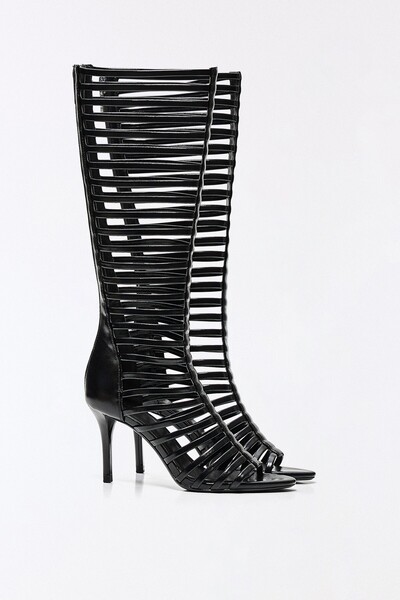 Multi-Strap Boot-Style Heeled Sandals