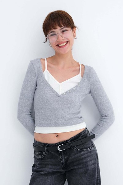 Athlete Detailed Ribbed Blouse B9052