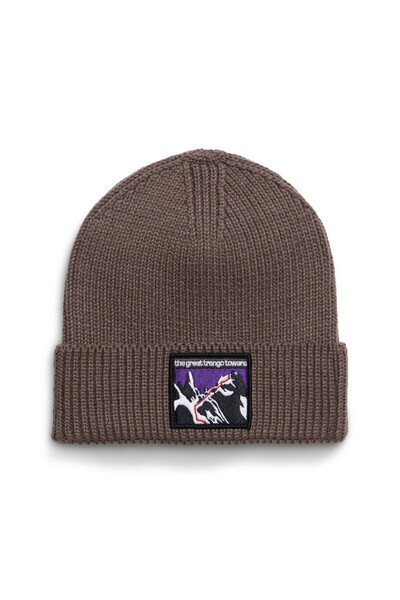 Tnf Logo Box Cuffed Beanie Brown Unisex Beanie