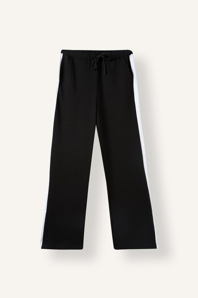 Straight Fit Side Stripe Detailed Elastic Waist Straight Leg Sweatpants with Pockets I8955Ax26Au