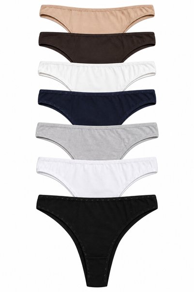 Women's Panties Brazillian Thong 7 Pack Lycra Cotton Lycra