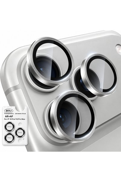 iPhone 18 Pro / 18 Pro Max Compatible Premium Ar+Af Camera Lens Protector with Easy Installation Tool – 3-Pack, 98% Light Transmission, 9H Impact and Scratch Protection, Silver
