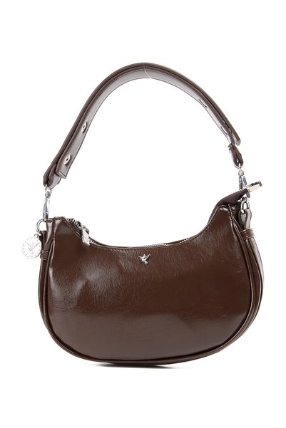 Brown Women's Shoulder Bag Shiny-Veseli